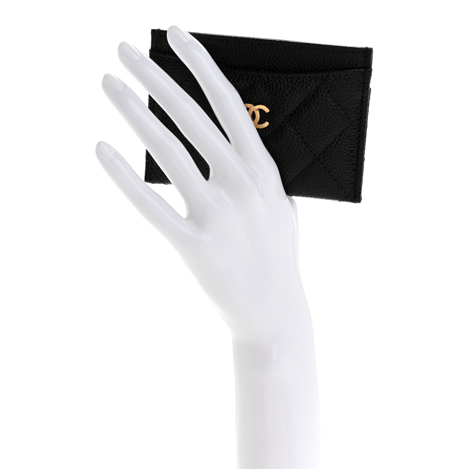 Caviar Quilted Card Holder Black