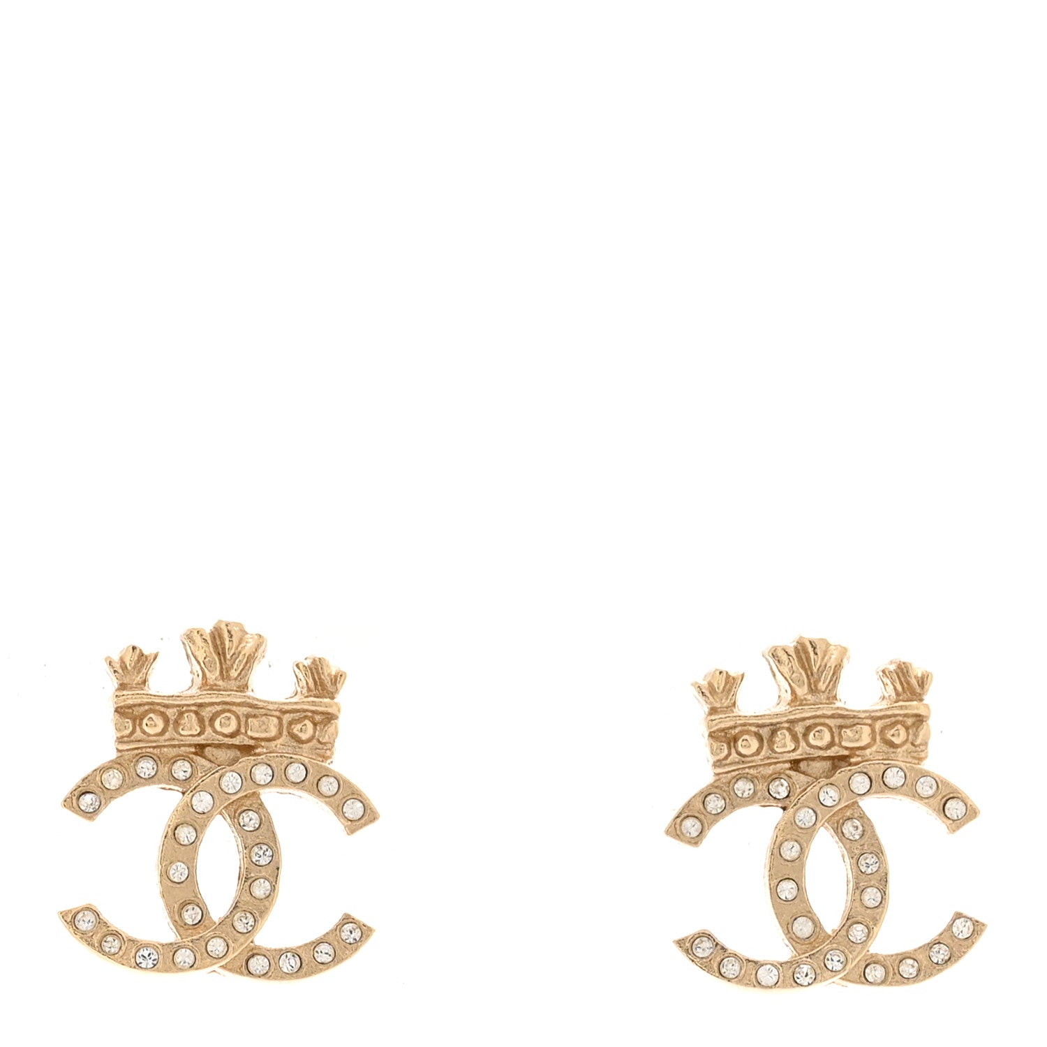 Crystal CC Crown Earrings Gold