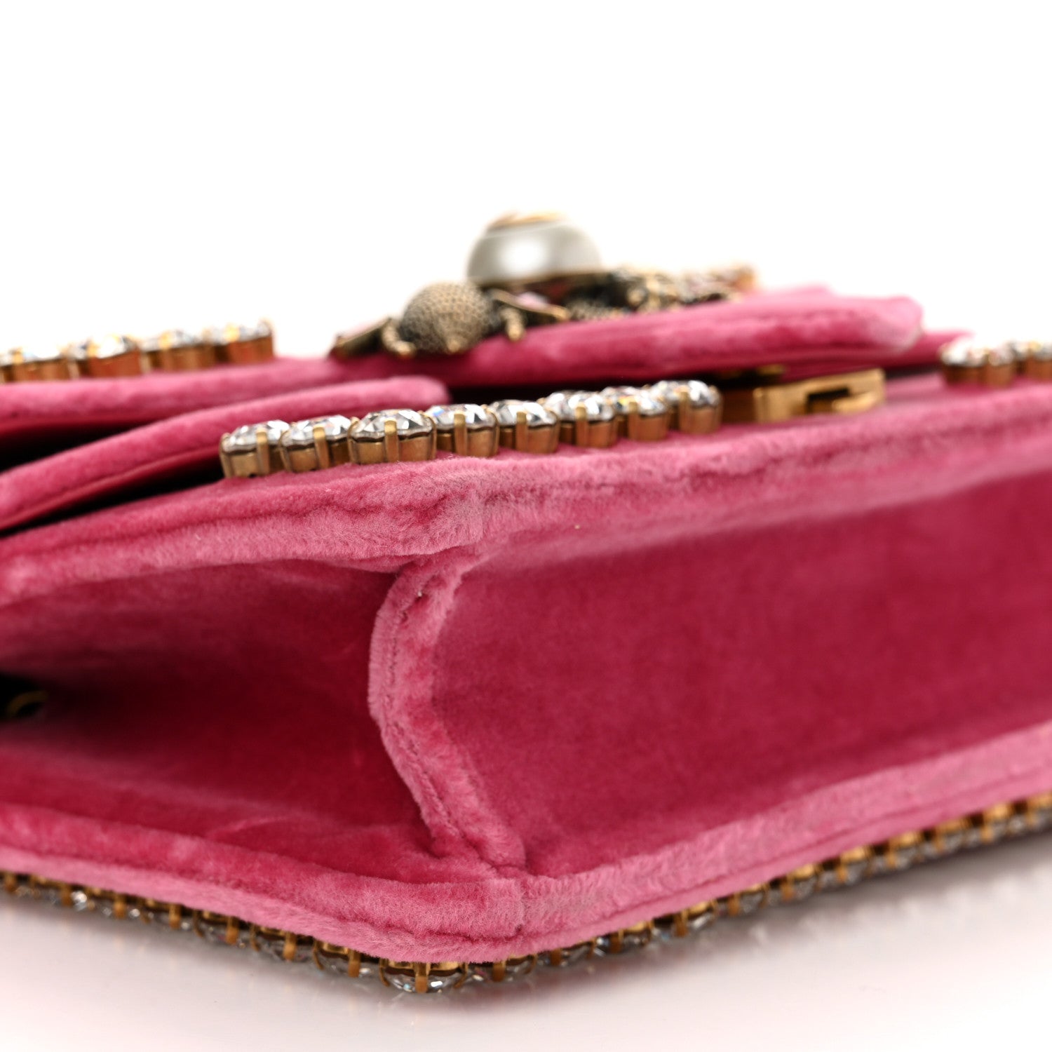 Velvet Crystal Mini Bee Broadway Shoulder Bag Light Raspberry Rose