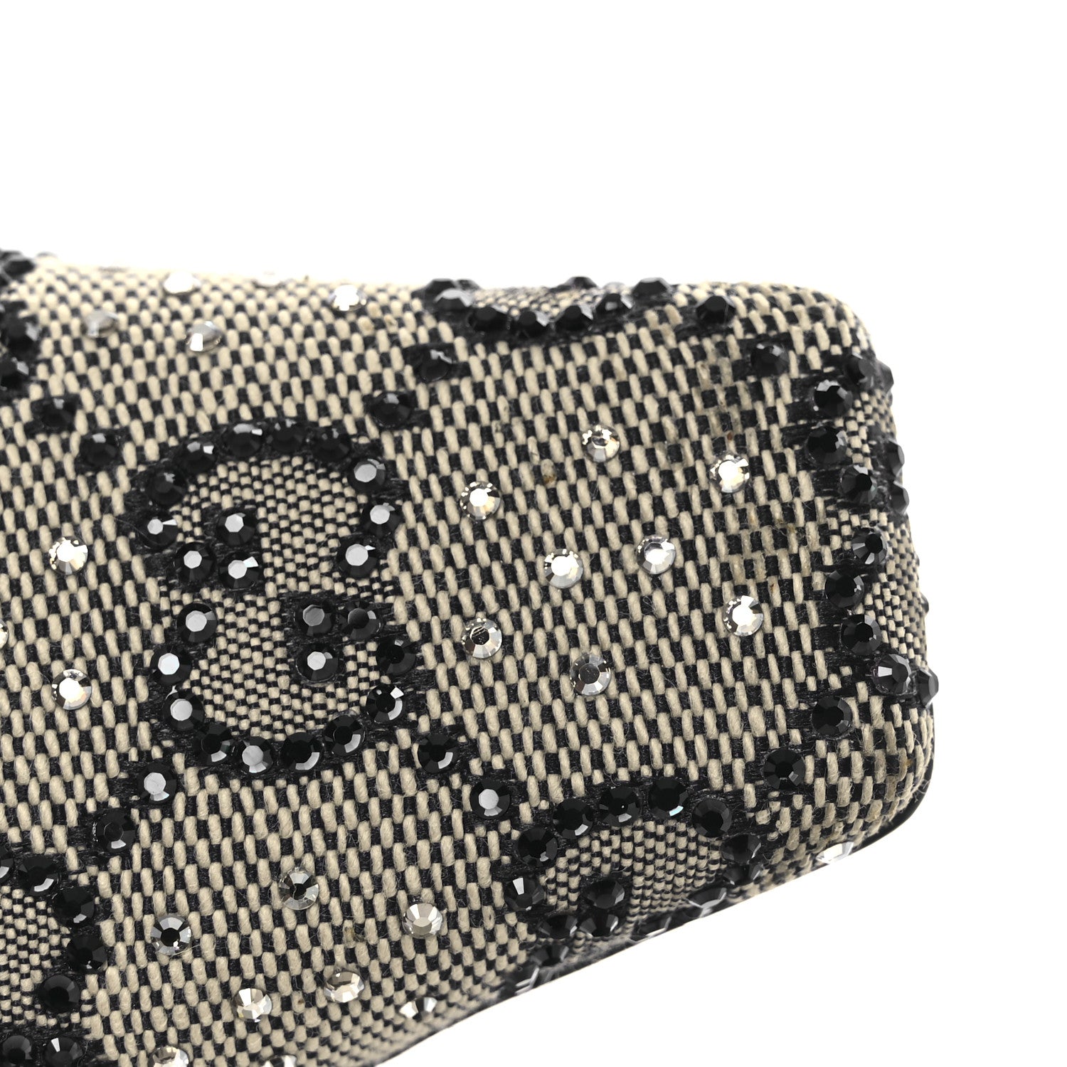 GG Monogram Malaga Kid Crystal Square G 75mm Slingback Pumps 37.5 Beige Blue