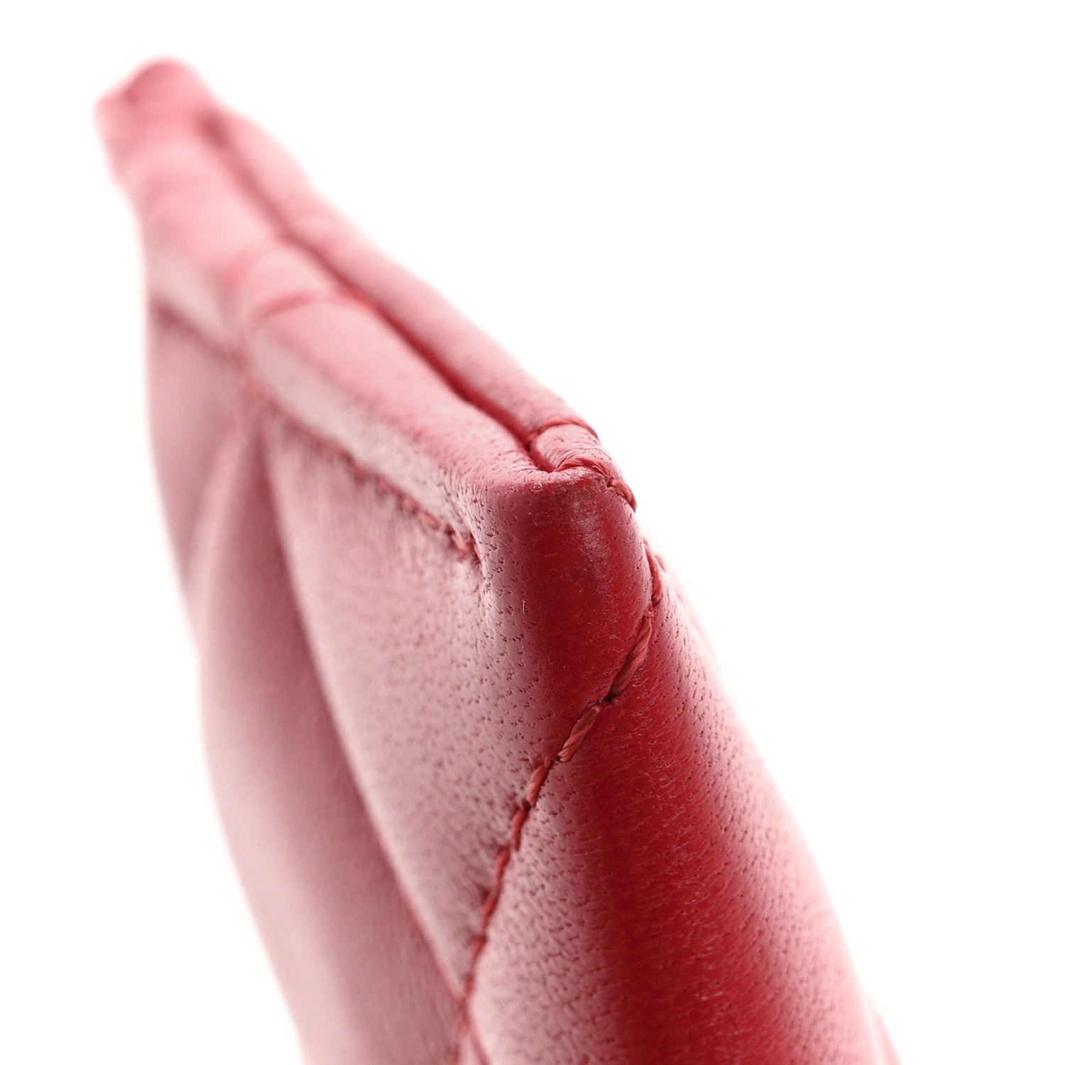 Lambskin Plexiglass Quilted Coco Love Card Holder Red