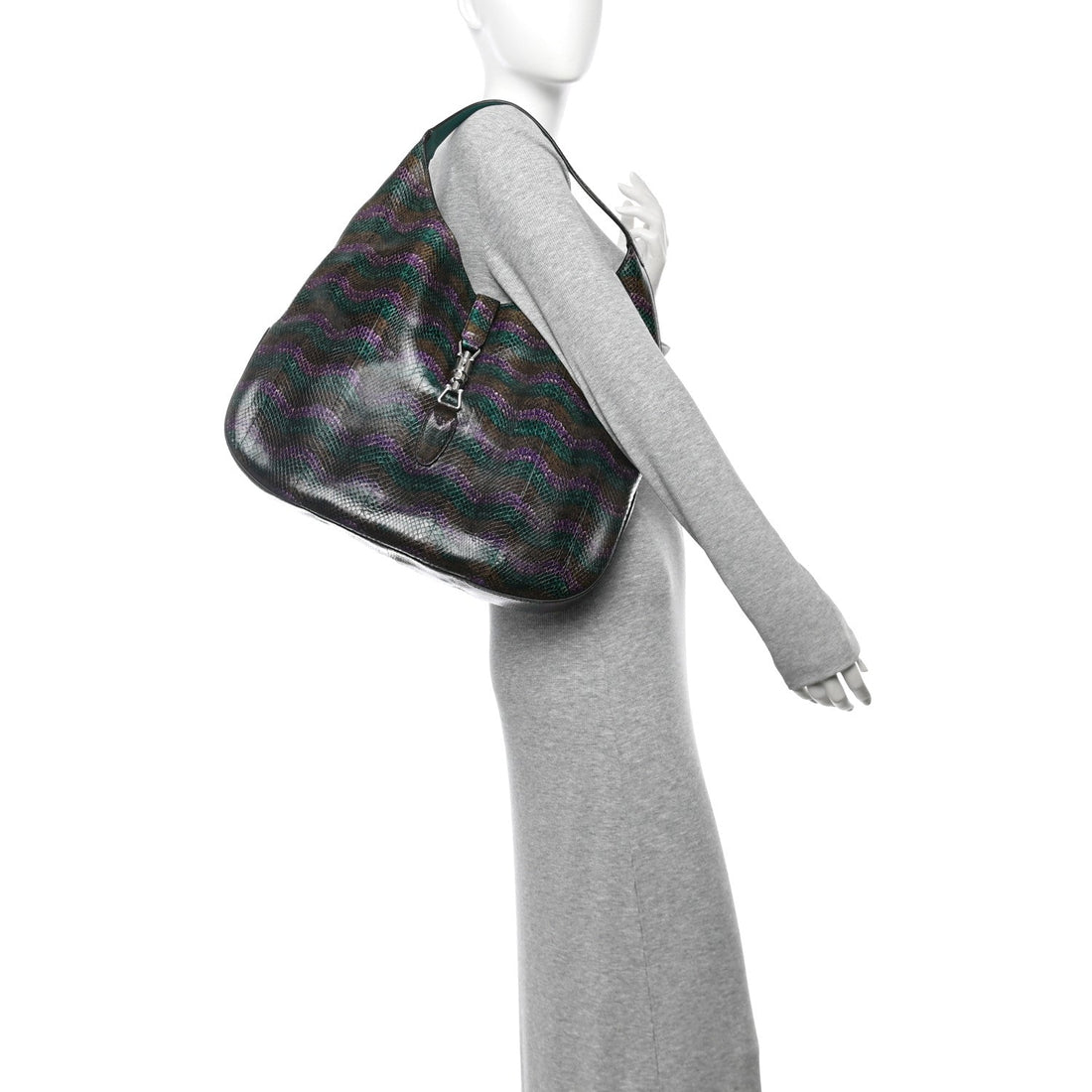 Snakeskin Large Jackie Hobo Green Multicolor
