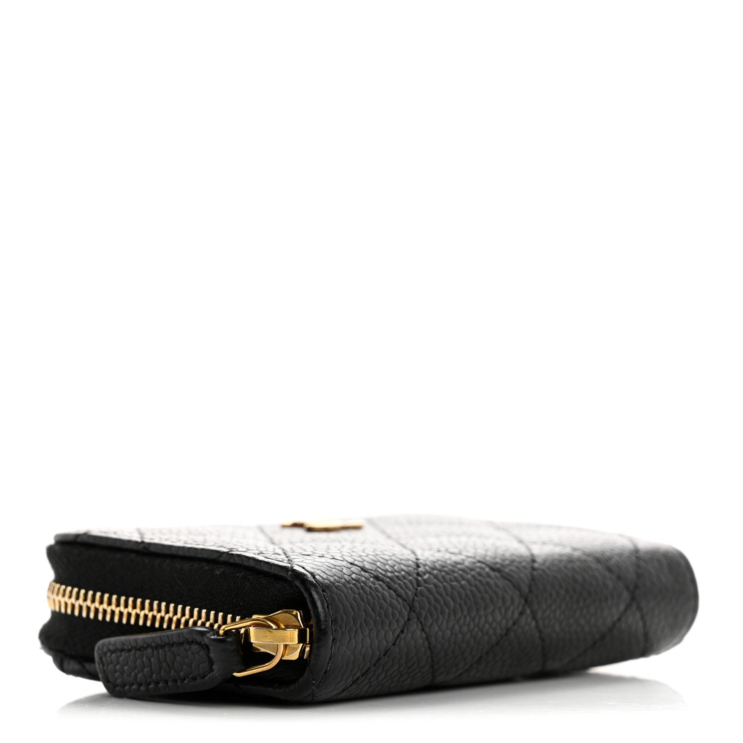 Caviar Quilted Zip Coin Purse Black