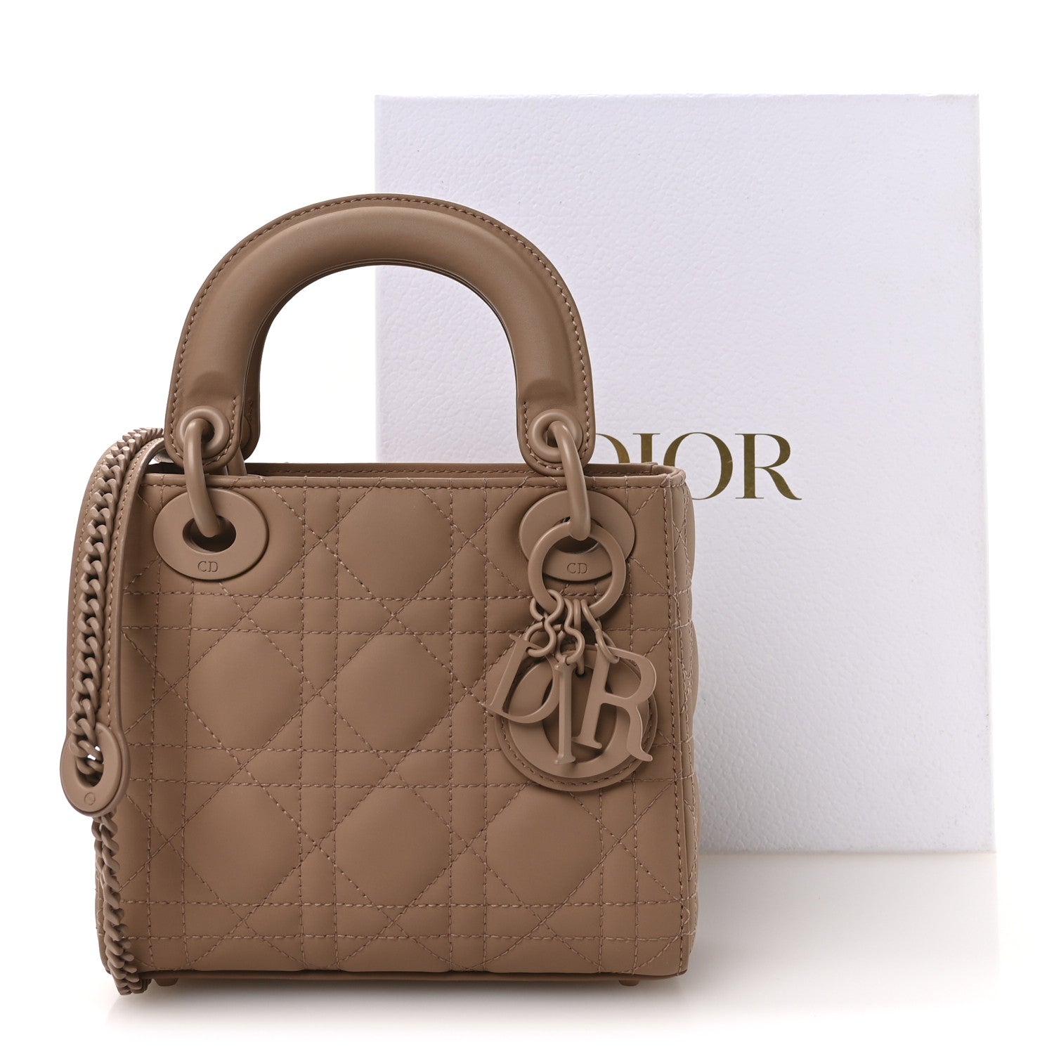 Ultra Matte Calfskin Cannage Mini Lady Dior Light Beige