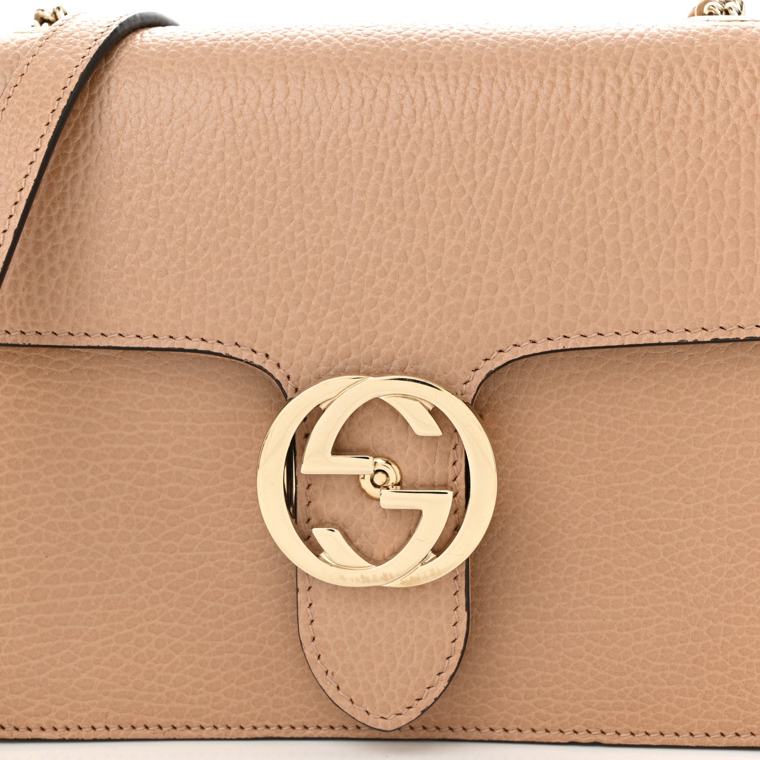 Dollar Calfskin Small Interlocking G Shoulder Bag Camelia