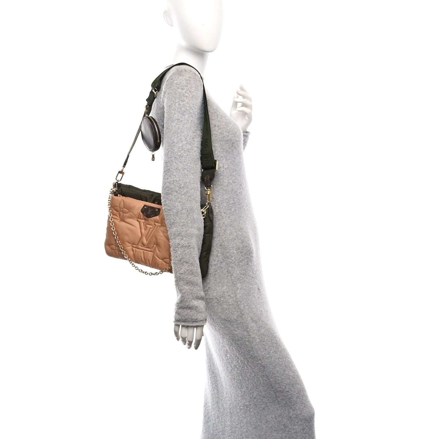 Econyl Monogram Pillow Maxi Multi Pochette Accessories Kaki Beige