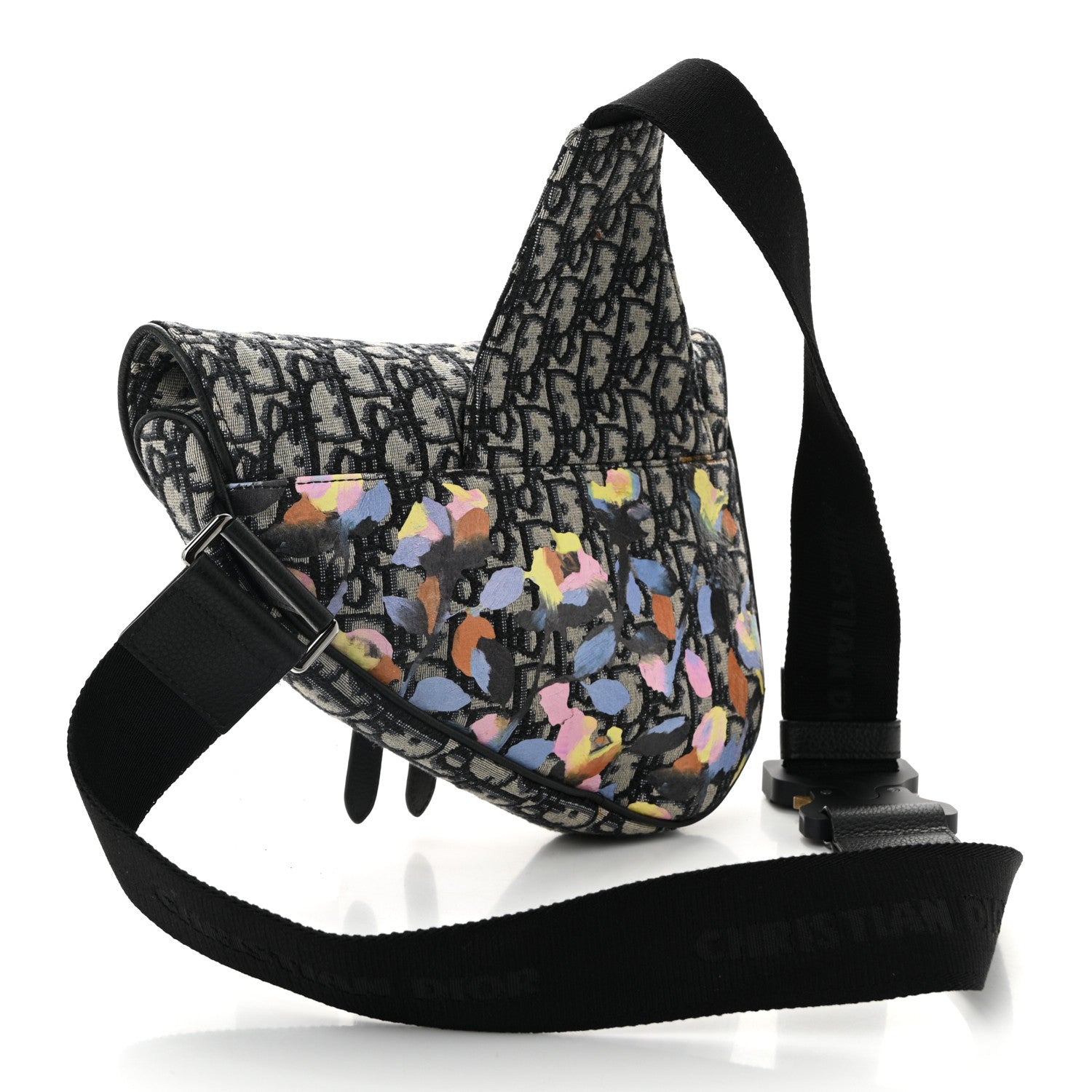 X ALEX FOXOTN Oblique Floral Print Mens Saddle Bag Blue Multicolor
