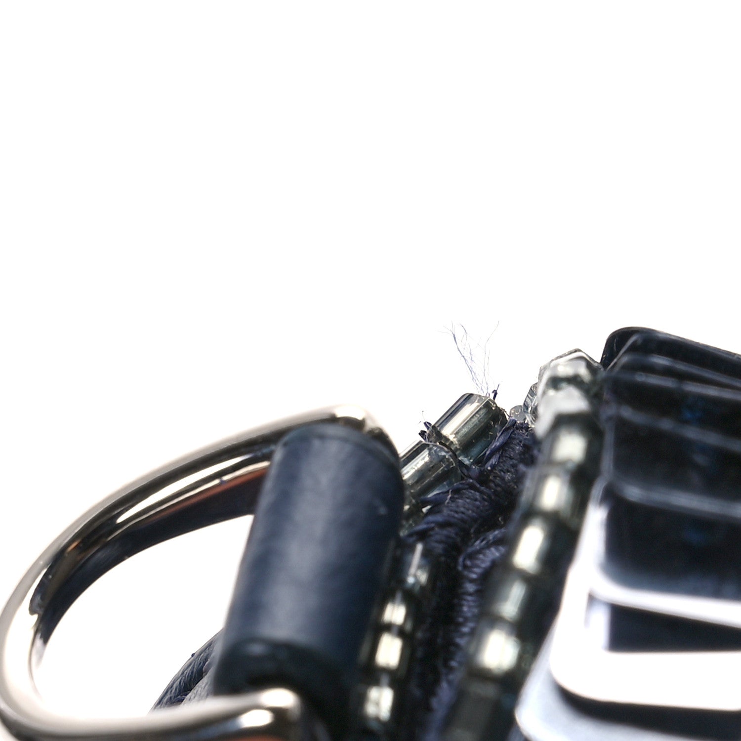 Sequin Paillettes Shiny Nappa Sex and the City Nano Maxi Buckle Baguette Charm Blue