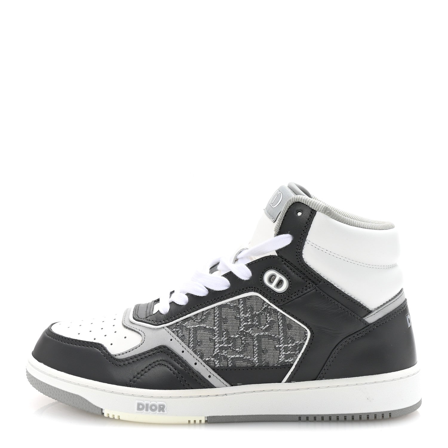 Smooth Calfskin Jacquard Oblique Mens B27 High Top Sneakers 40 Grey