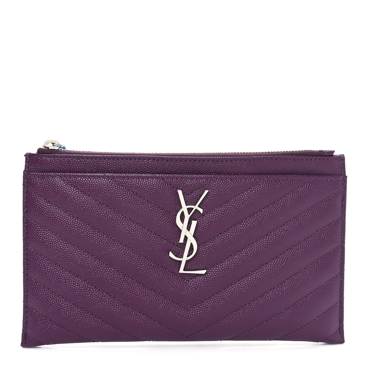 Grain De Poudre Matelasse Chevron Monogram Bill Pouch Amaranto