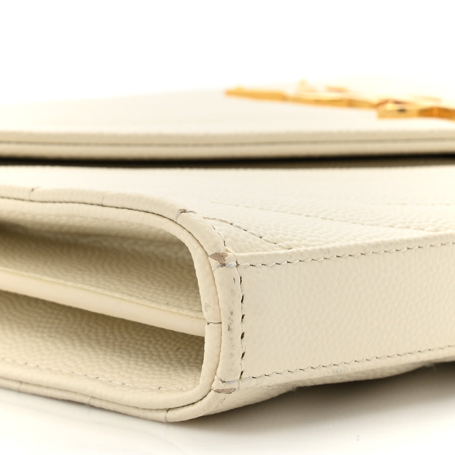 Grain De Poudre Matelasse Chevron Monogram Chain Wallet Crema Soft