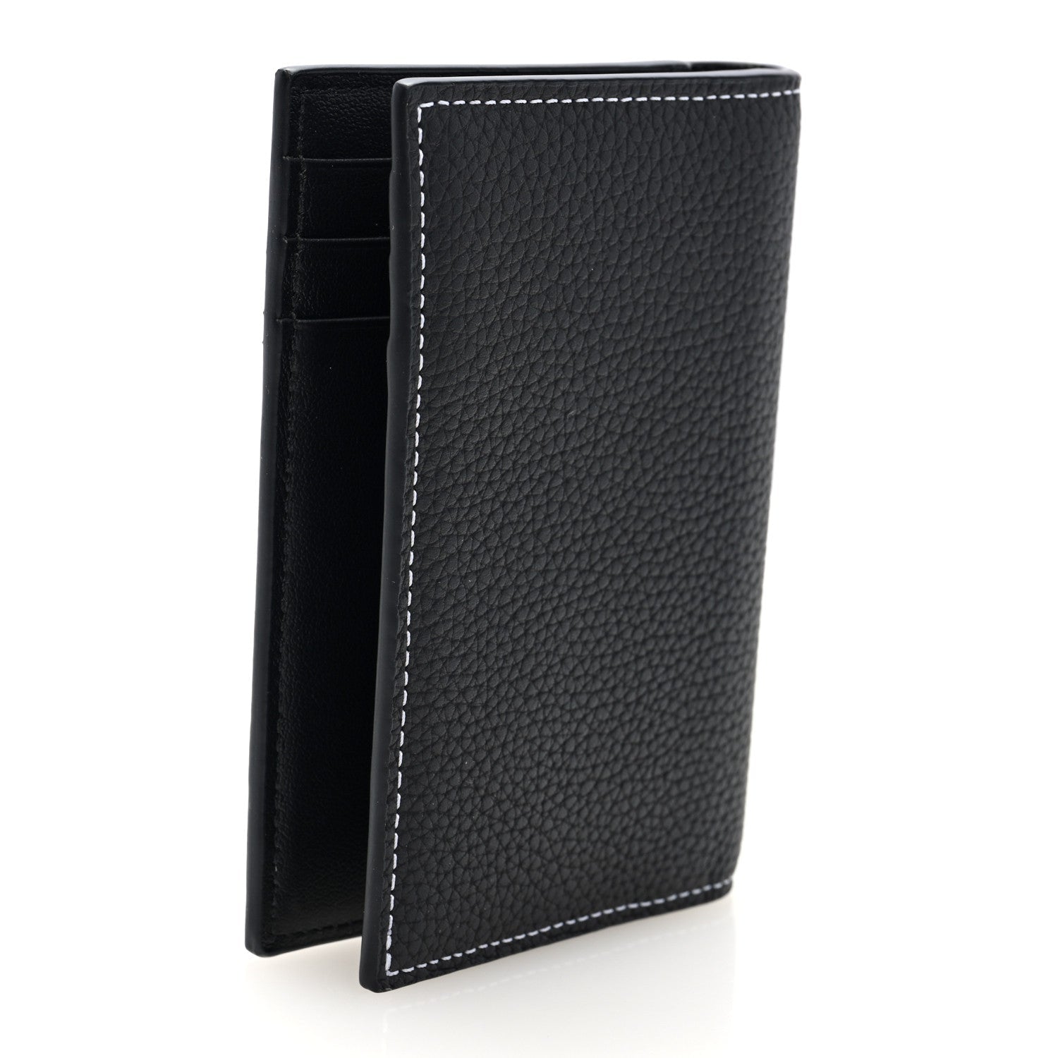 Grained Calfskin Bi-Fold Wallet Black