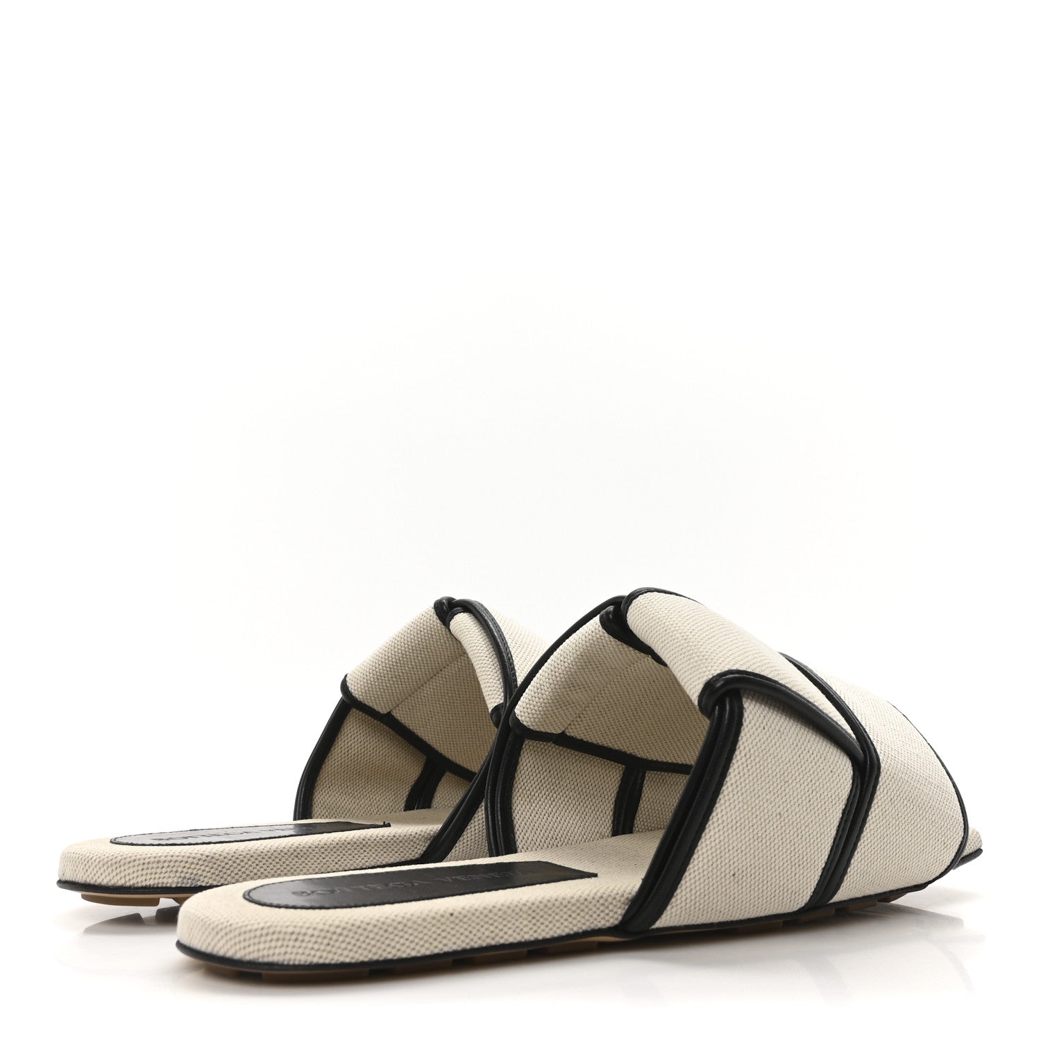 Cassette Canvas Patch Flat Sandals 40.5 Natural Black