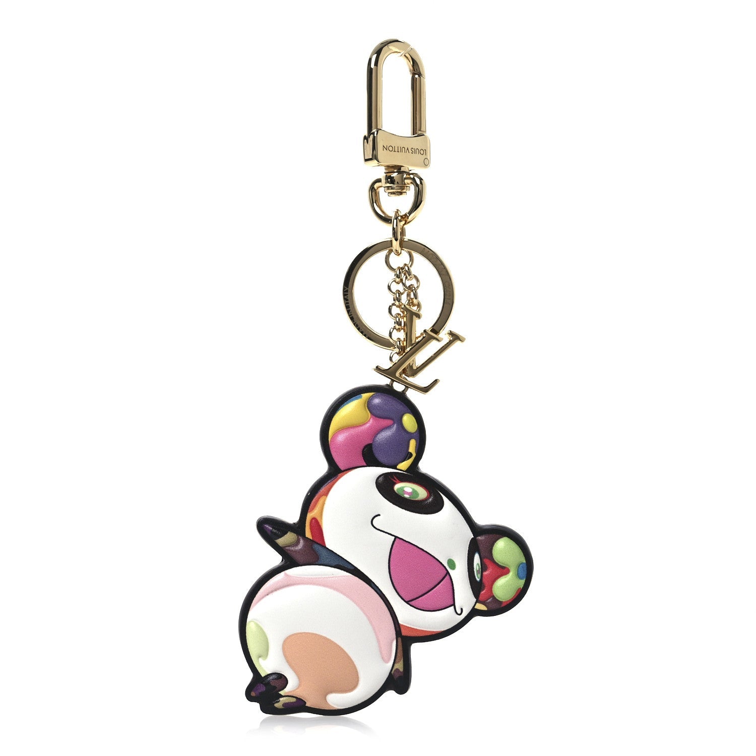 LV x TM Cowhide Monogram Superflat Panda Key Ring Bag Charm Multicolor