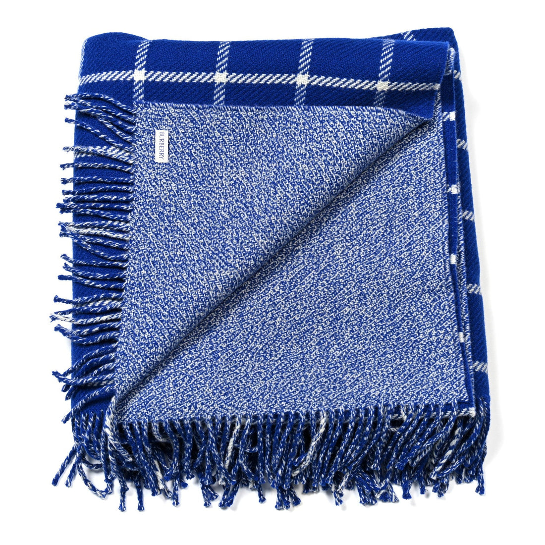 Wool Windowpane Fringe Blanket Knight