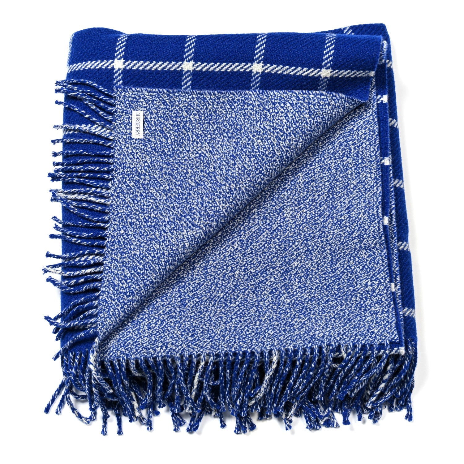 Wool Windowpane Fringe Blanket Knight