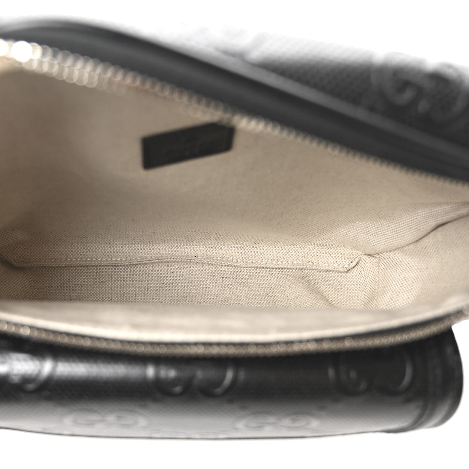 Calfskin GG Tennis Embossed Pocket Belt Bag Black