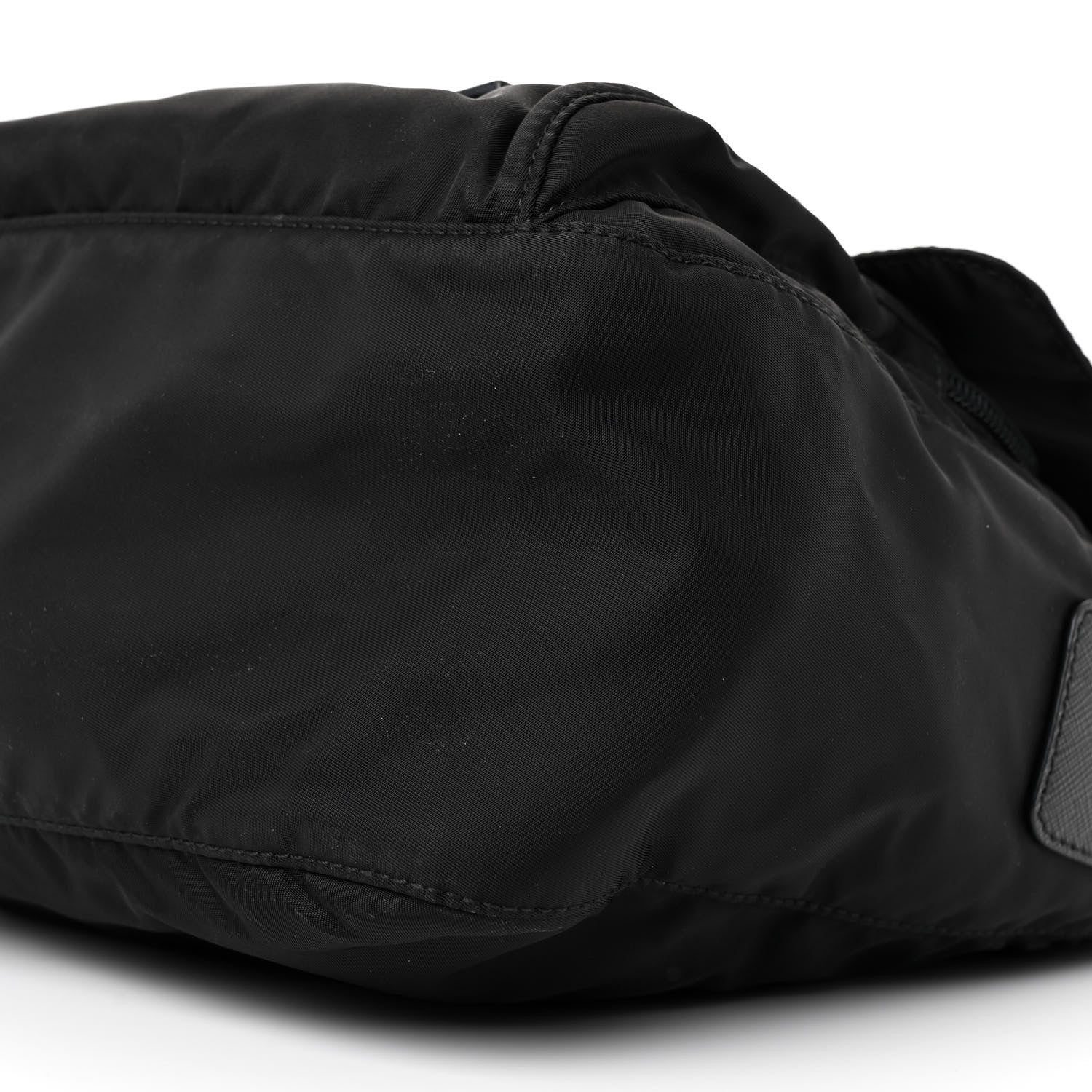 Re-Nylon Vela Saffiano Pocket Double Buckle Messenger Shoulder Bag Black