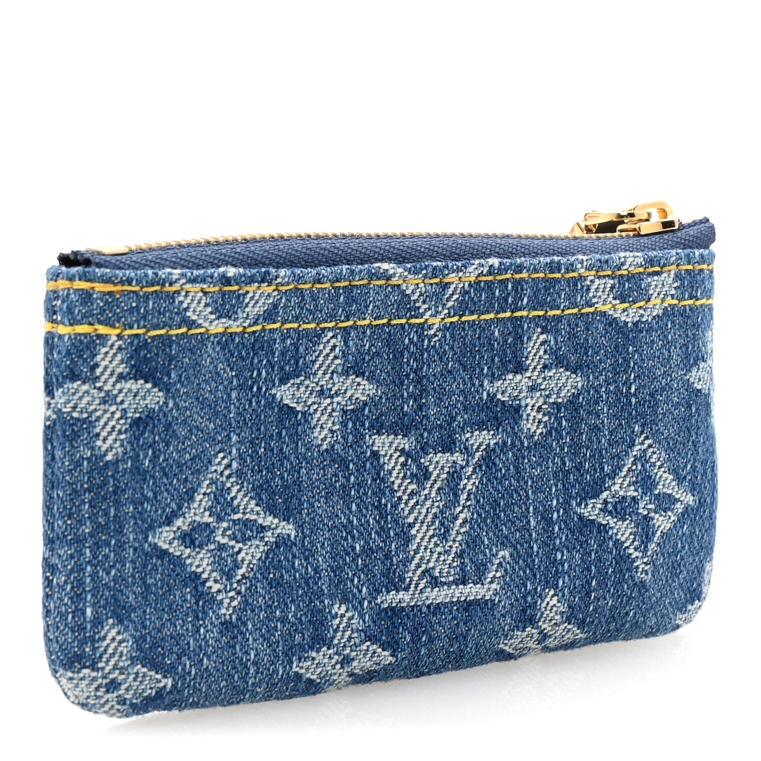 Monogram Denim Key Pouch Denim Blue