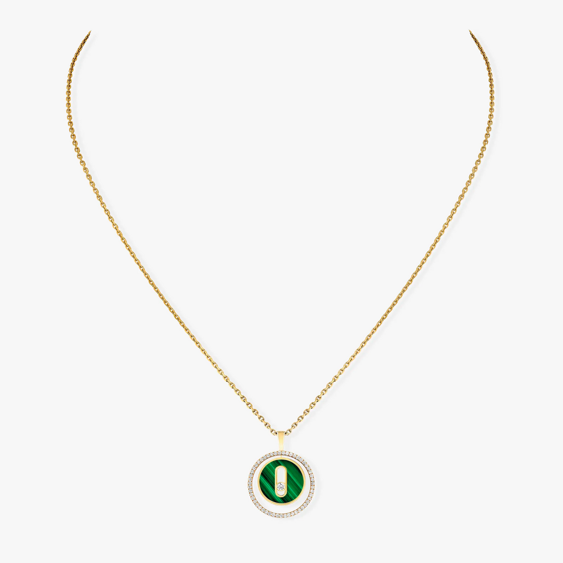 LUCKY MOVE 1 DIAMOND MALACHITE GOLD DIAMOND NECKLACE