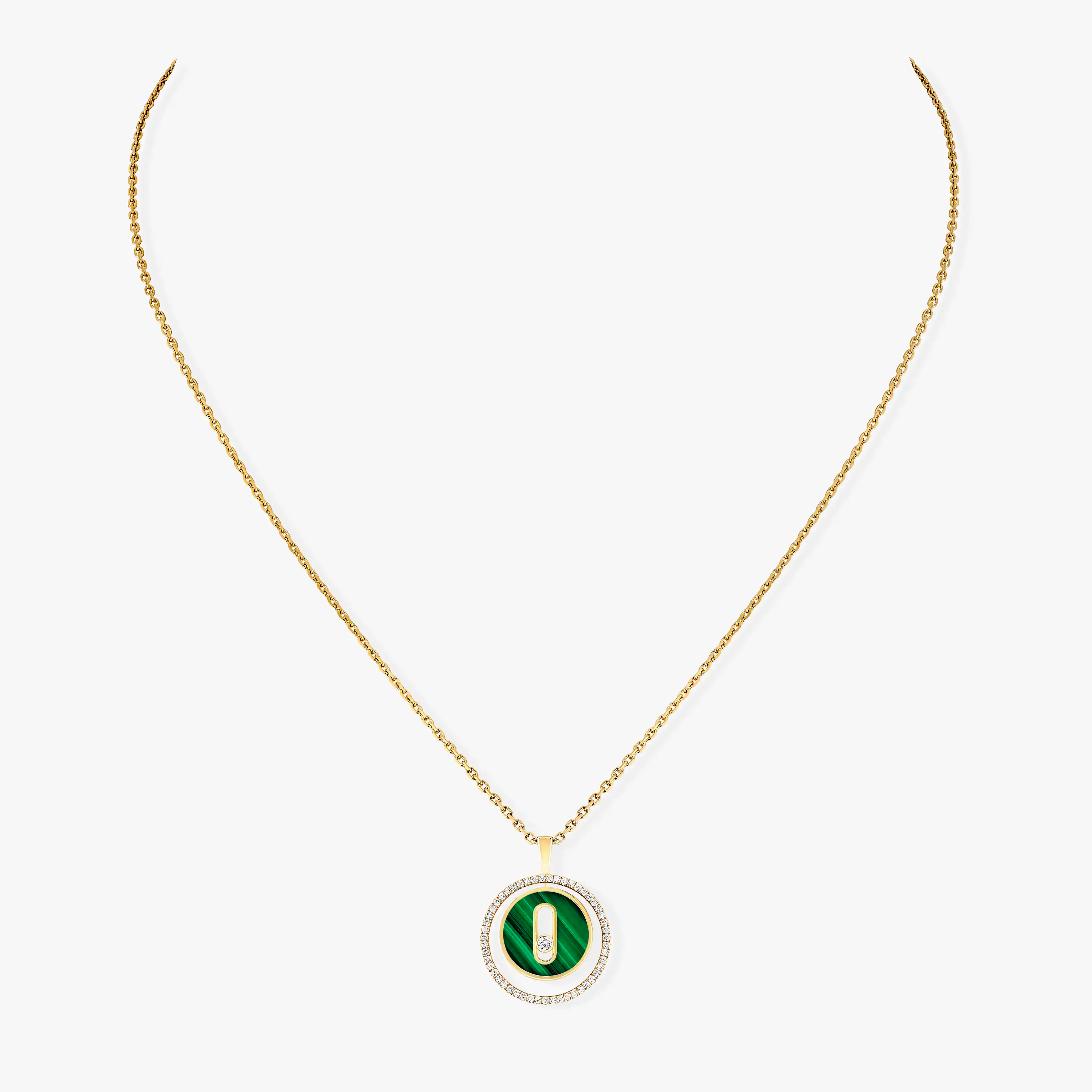 LUCKY MOVE 1 DIAMOND MALACHITE GOLD DIAMOND NECKLACE