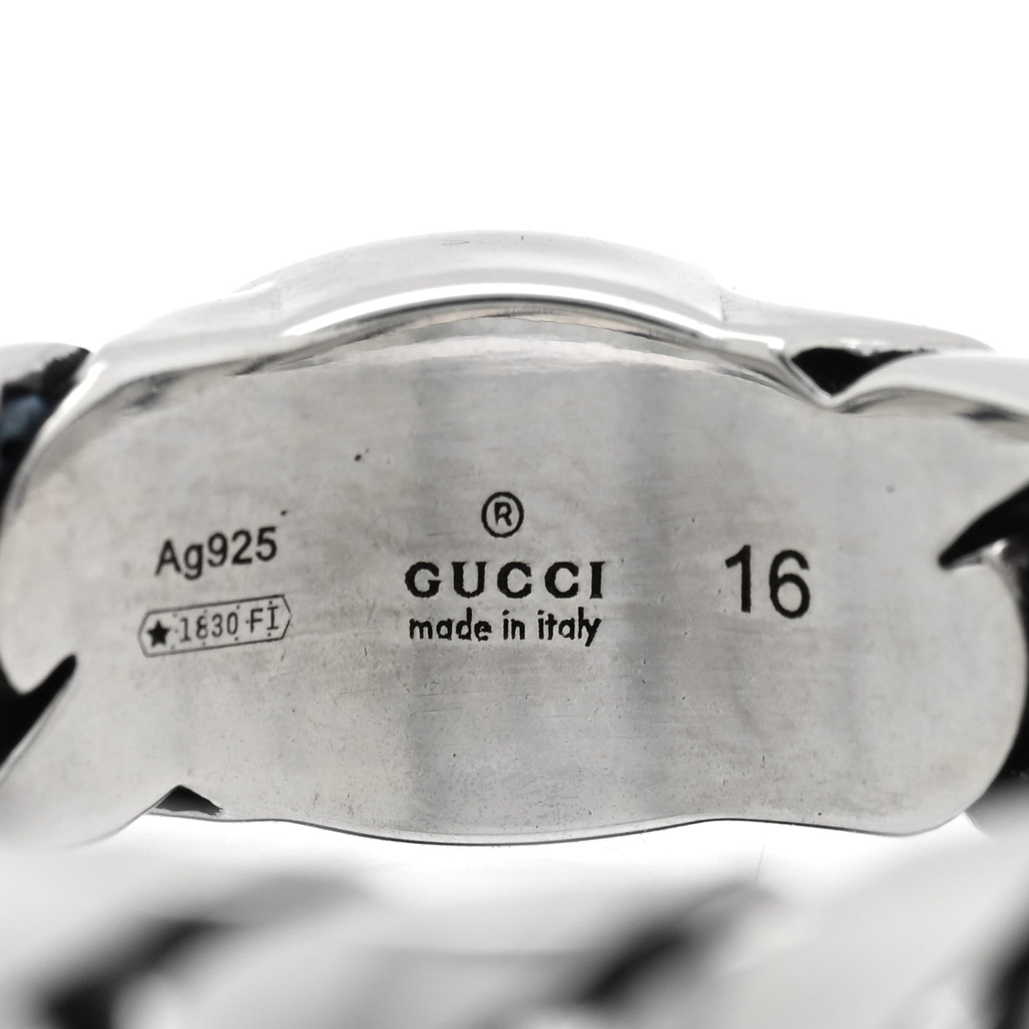 Sterling Silver Enamel Interlocking G Chain Ring 56 7.5 Lavender