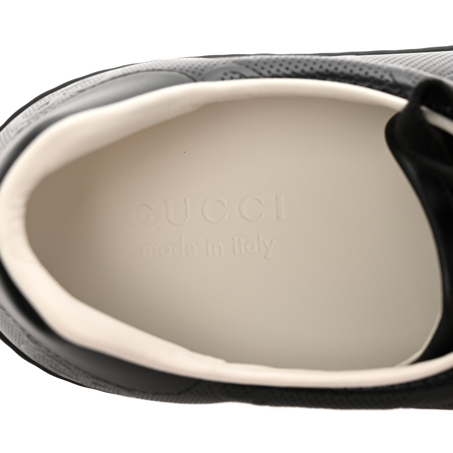 Calfskin GG Tennis Embossed Mens Ace Sneakers 11 Black