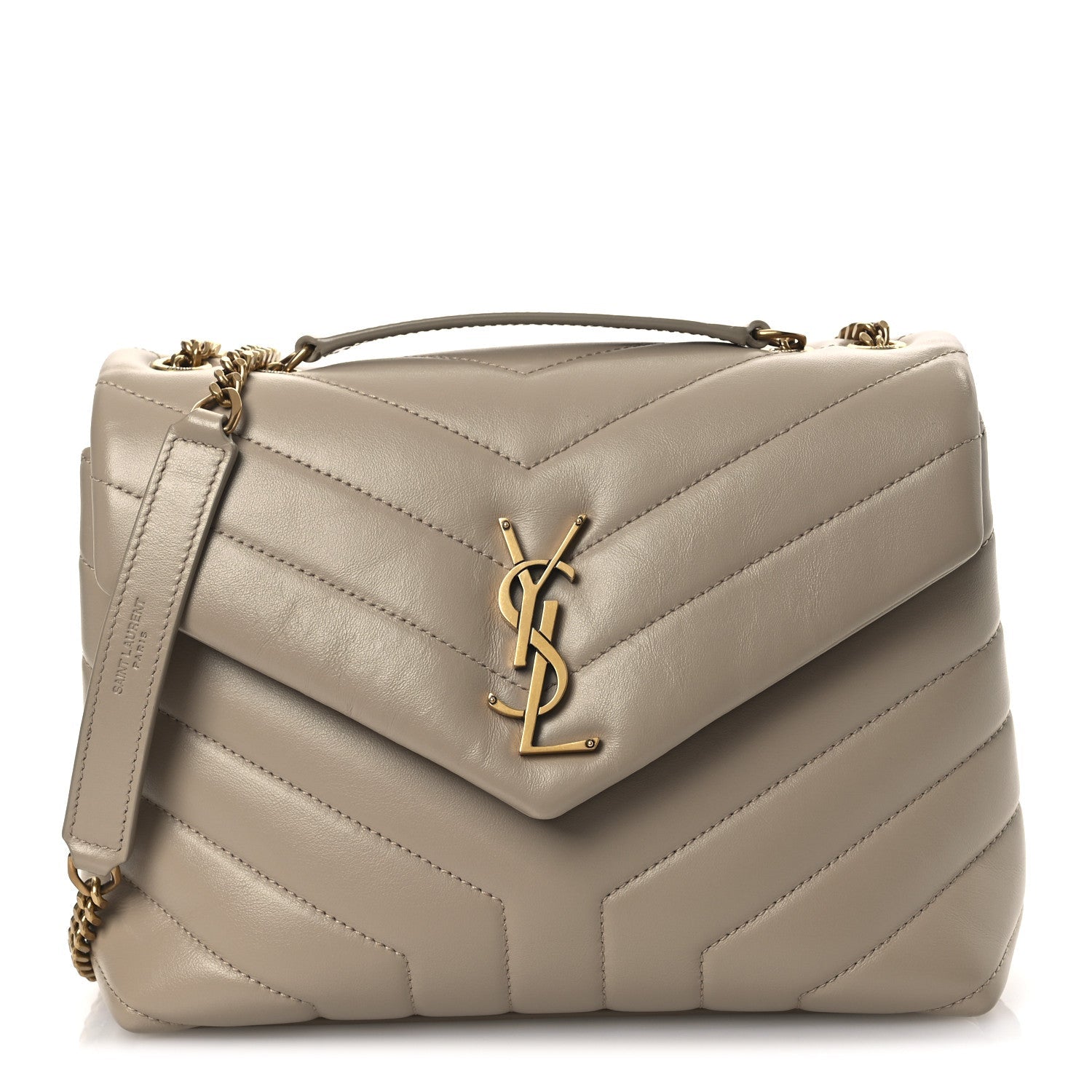 Calfskin Y Quilted Monogram Small Loulou Chain Satchel Dark Beige