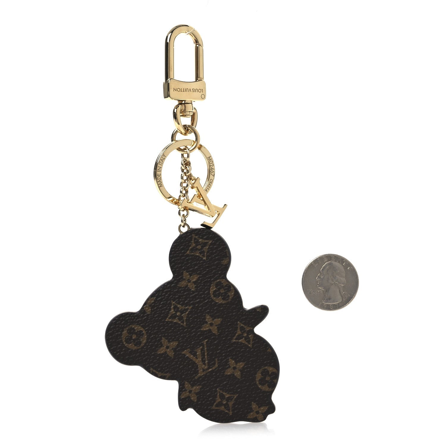LV x TM Cowhide Monogram Superflat Panda Key Ring Bag Charm Multicolor