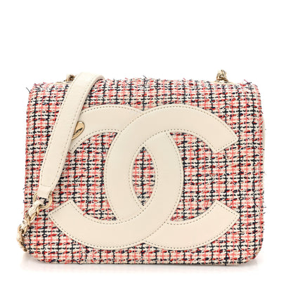 Tweed CC Mania Flap Bag Black Red White