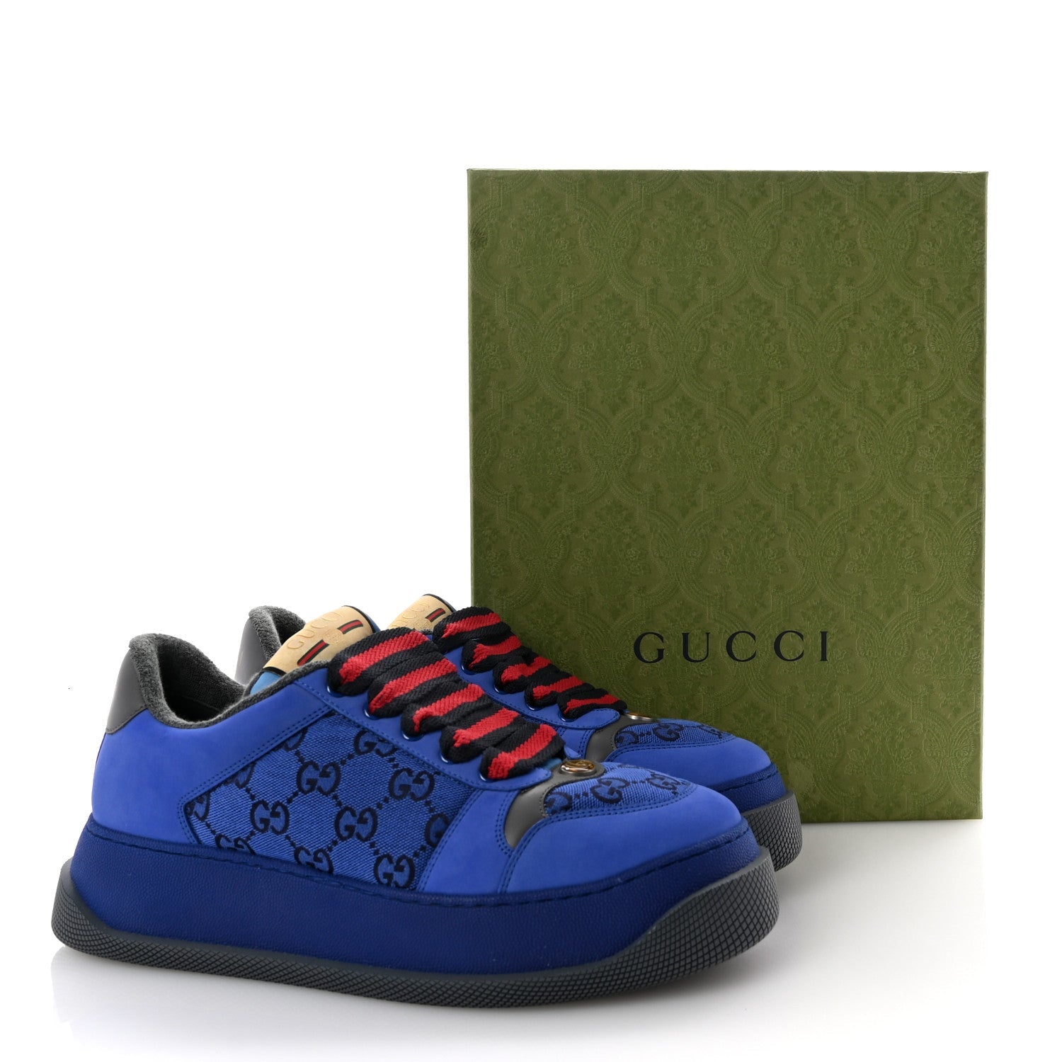 Monogram Nubuck Miro Soft Calfskin Mens Screener 50mm Sneakers 9.5 Imperial Blue Graphite Grey