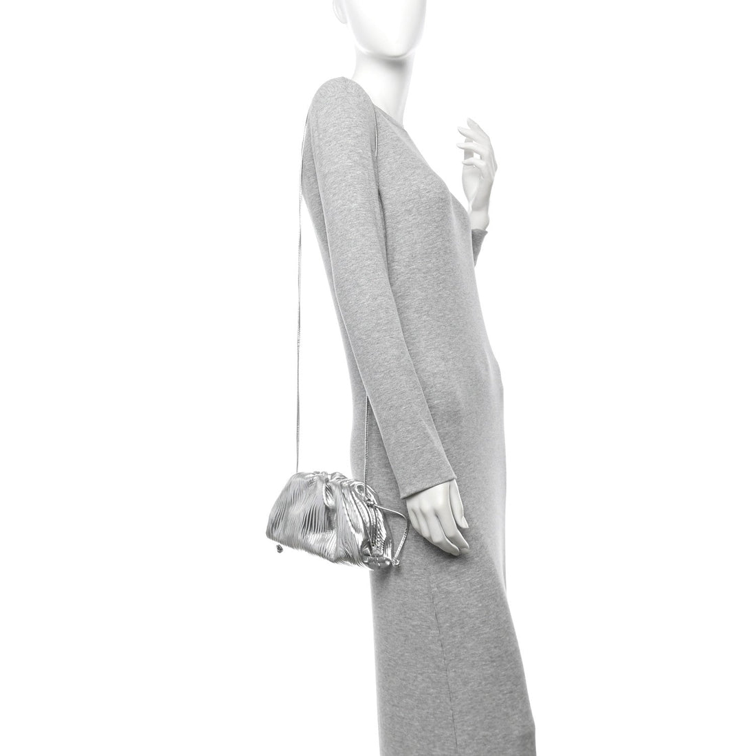 Metallic Bark Calfskin The Mini Pouch Silver