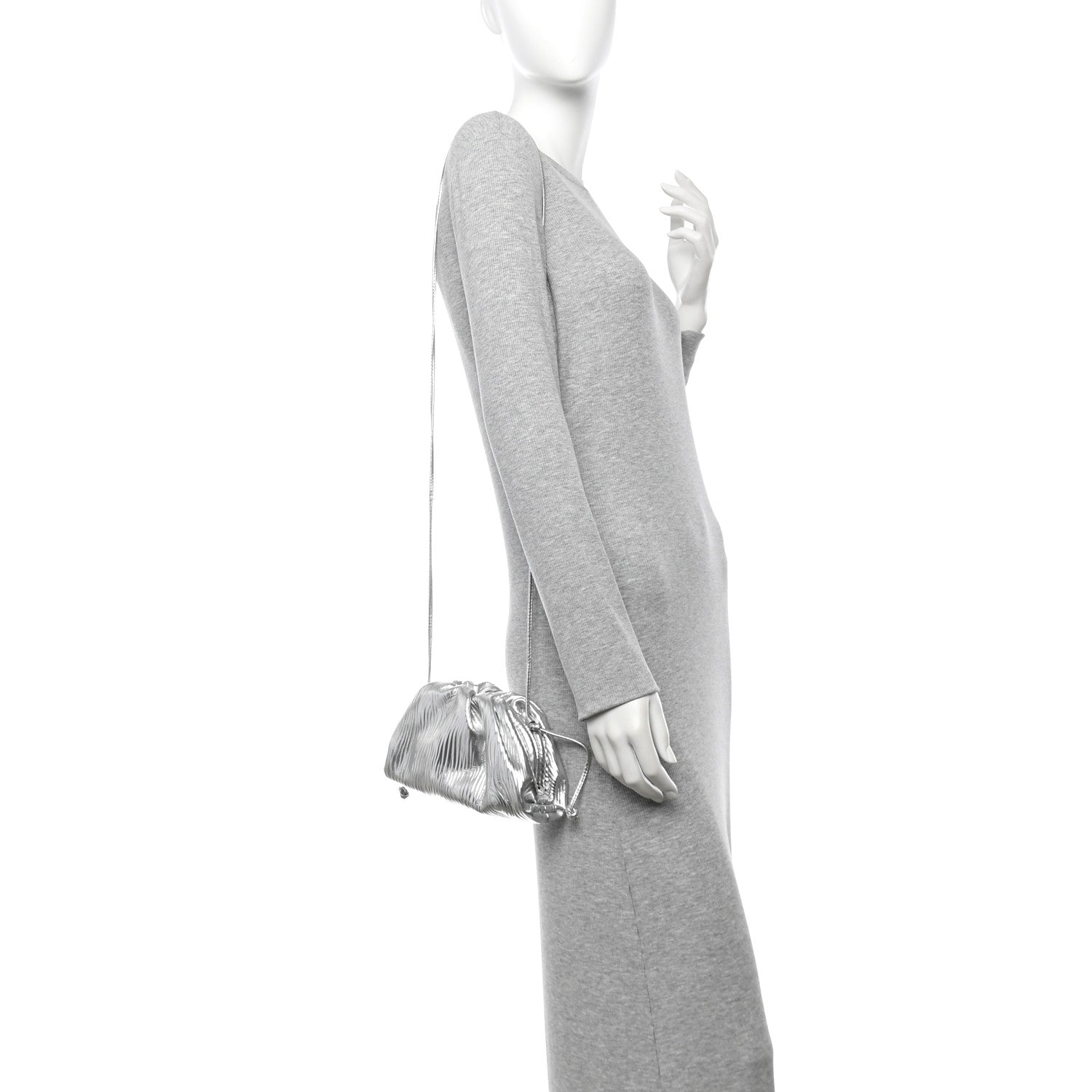 Metallic Bark Calfskin The Mini Pouch Silver