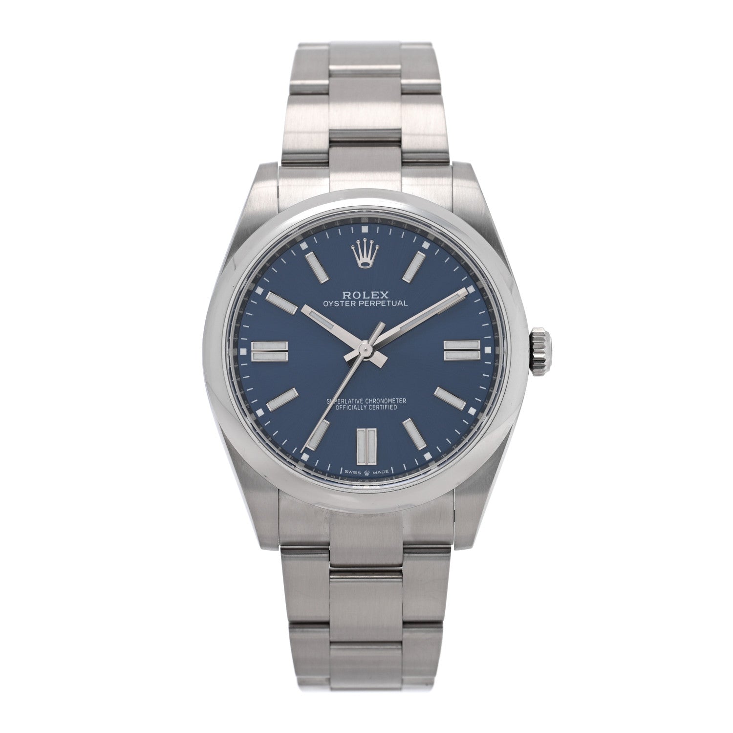 Stainless Steel 41mm Oyster Perpetual Watch Bright Blue 124300