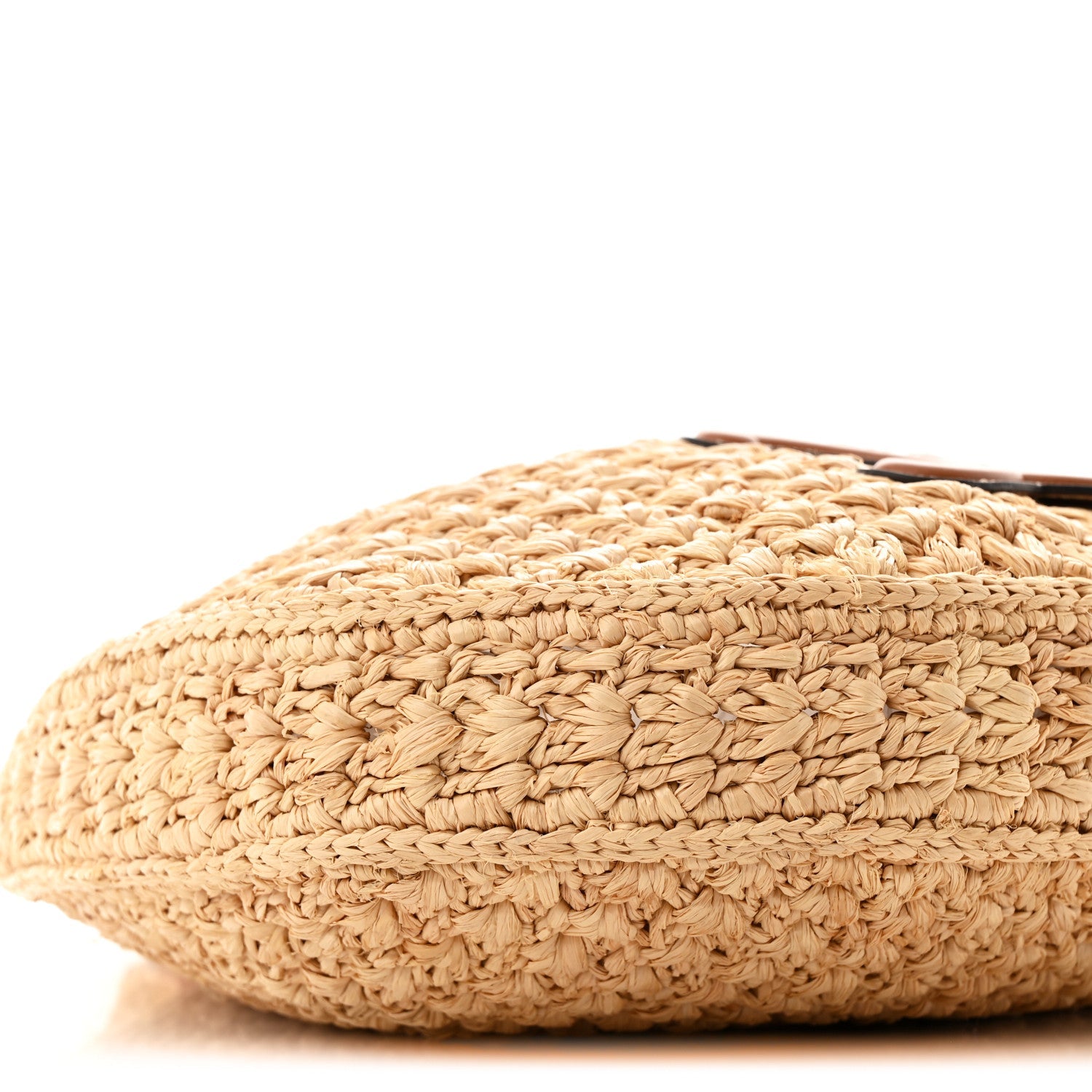 Raffia Calfskin Triomphe Panier Hobo Bag Natural Tan