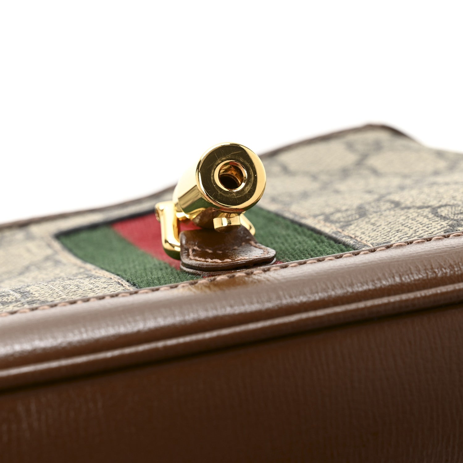 GG Supreme Monogram Azalea Calfskin Web Mini Jackie 1961 Hobo Beige Ebony Brown Sugar