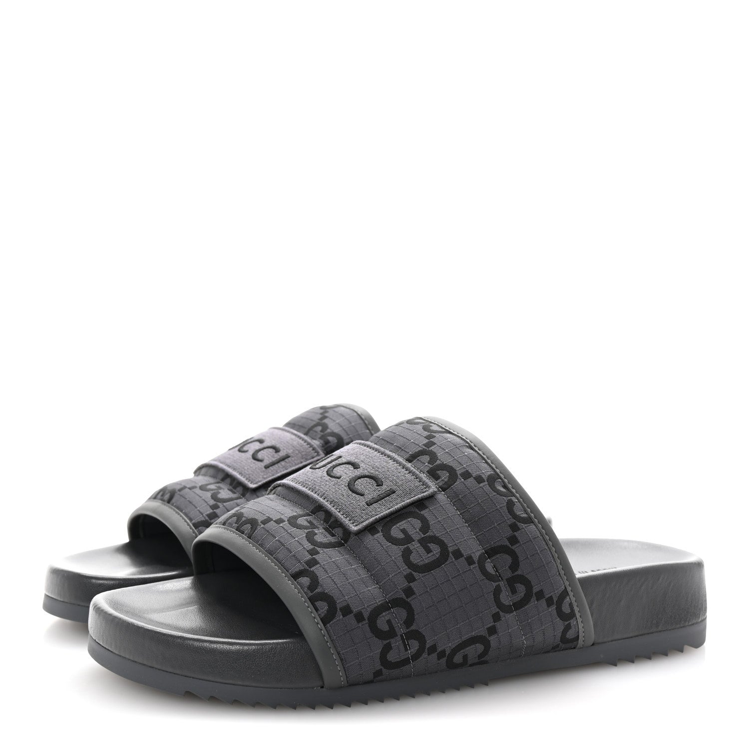 Monogram Ripstop Demetra Mens Slide Sandals 8 Grey Black