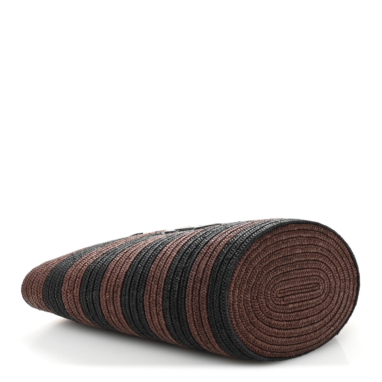 Raffia Striped Calfskin Triomphe Couffin Panier Black Brown