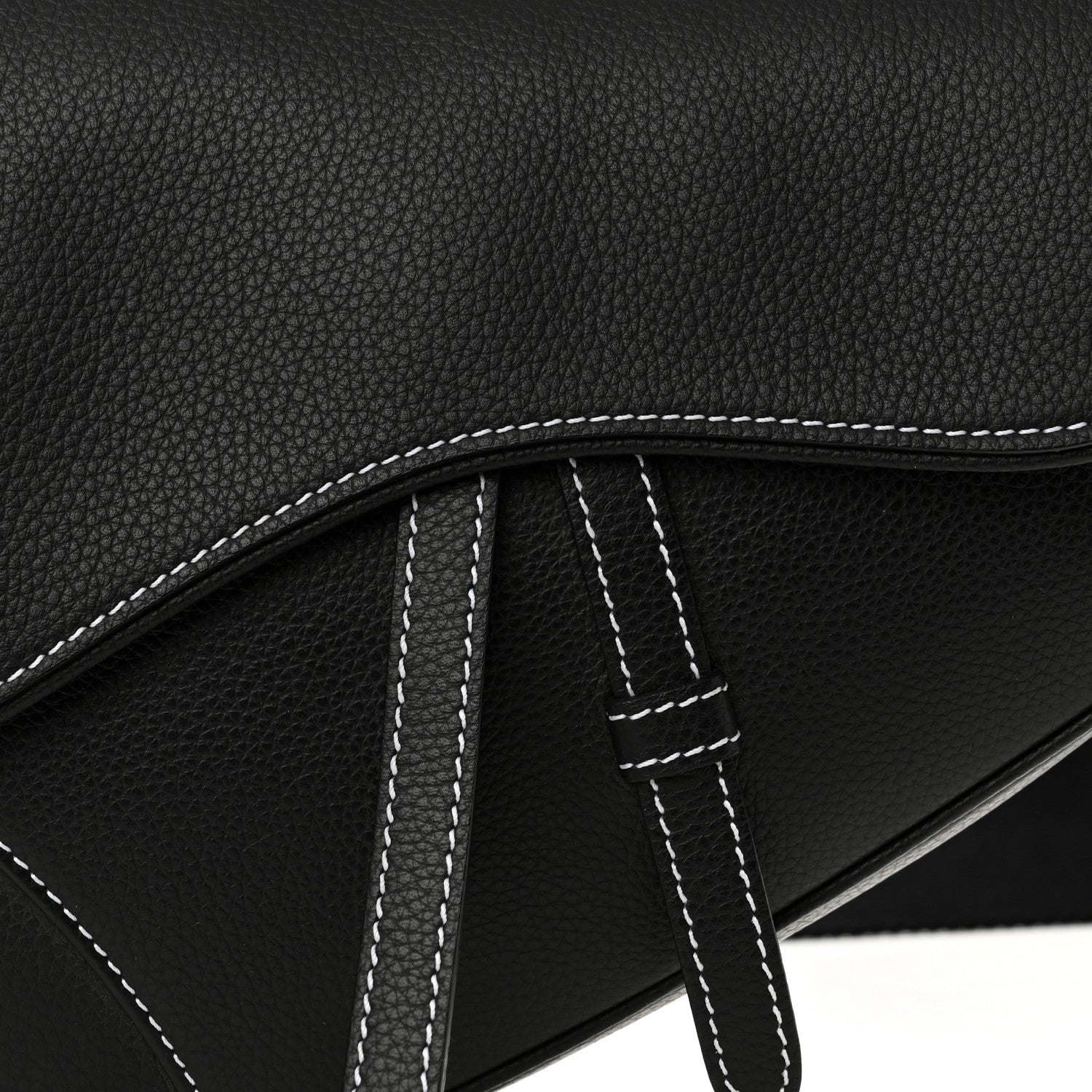 Grained Calfskin Mens Saddle Bag Black
