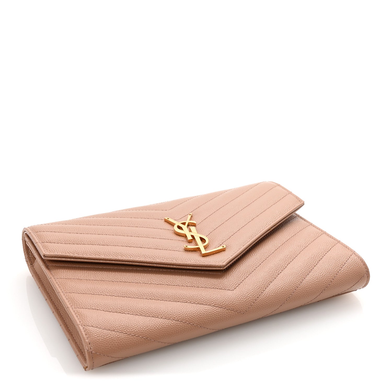 Grain De Poudre Matelasse Chevron Monogram Envelope Vintage Peach