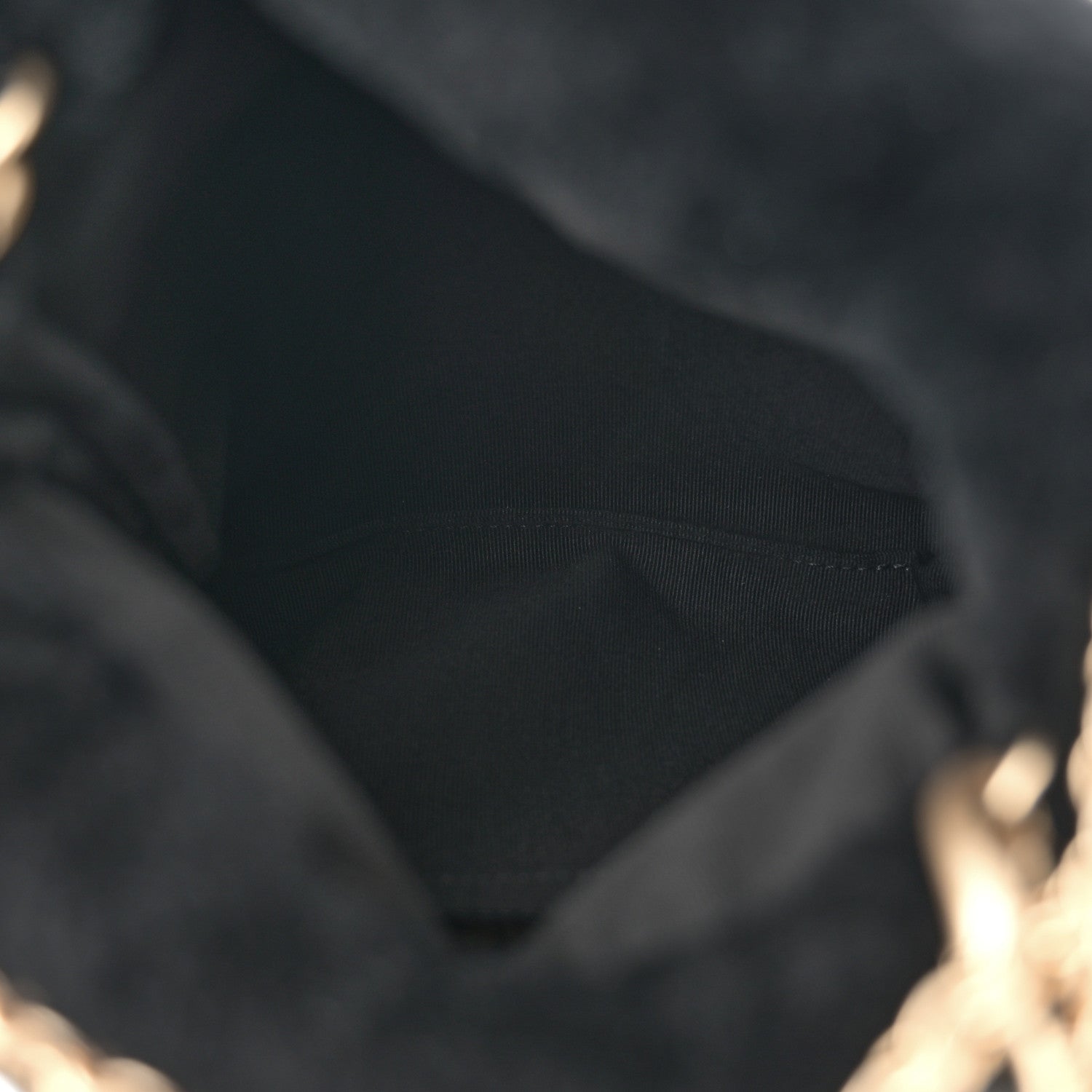 Shearling Checkered Drawstring Bag White Black