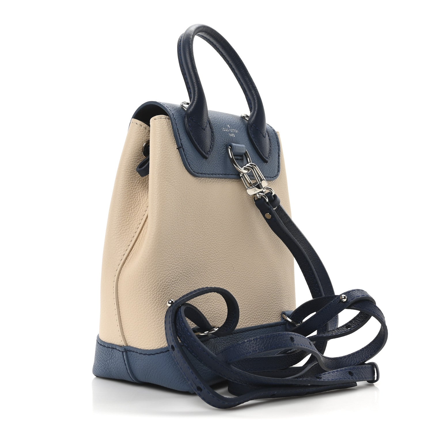 Calfskin Lockme Mini Backpack Blue Jean Creme