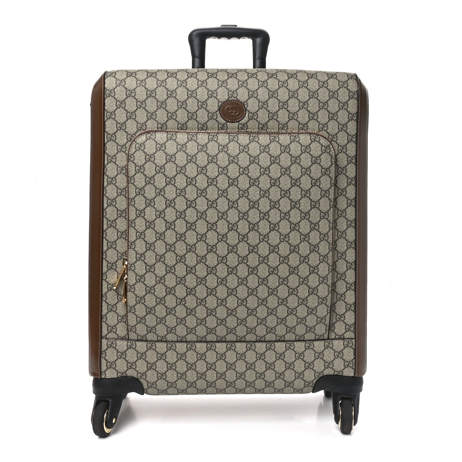 GG Supreme Monogram Azalea Calfskin Retro Interlocking G Small Savoy Cabin Trolley Beige Ebony Brown Sugar