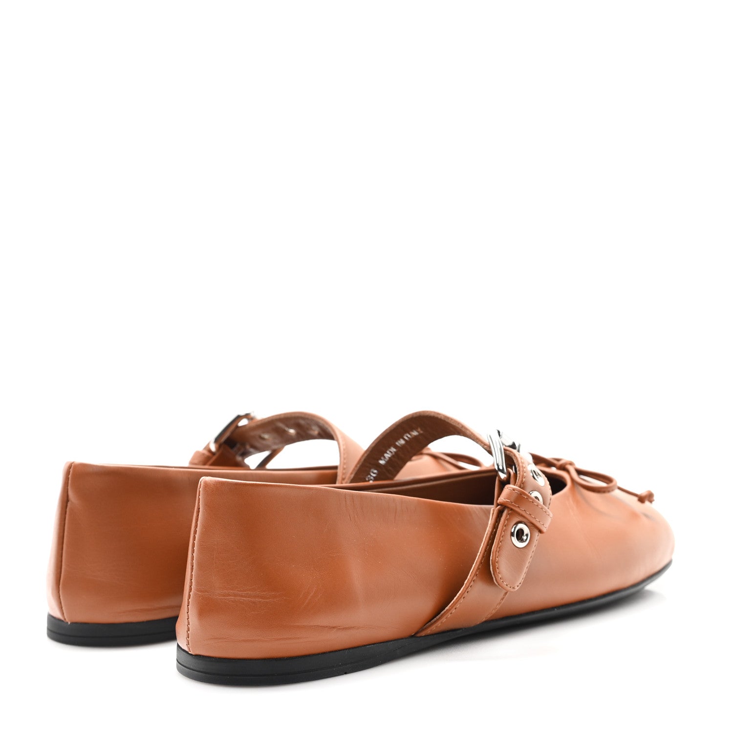 Calfskin Mary Jane Ballerina Flats 36 Cognac