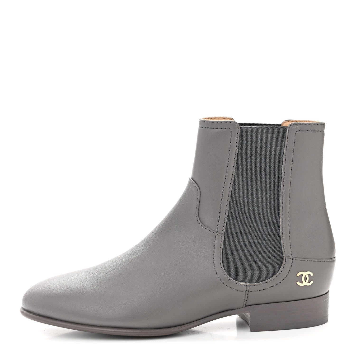 Calfskin Elastic Short Boots 36.5 Grey