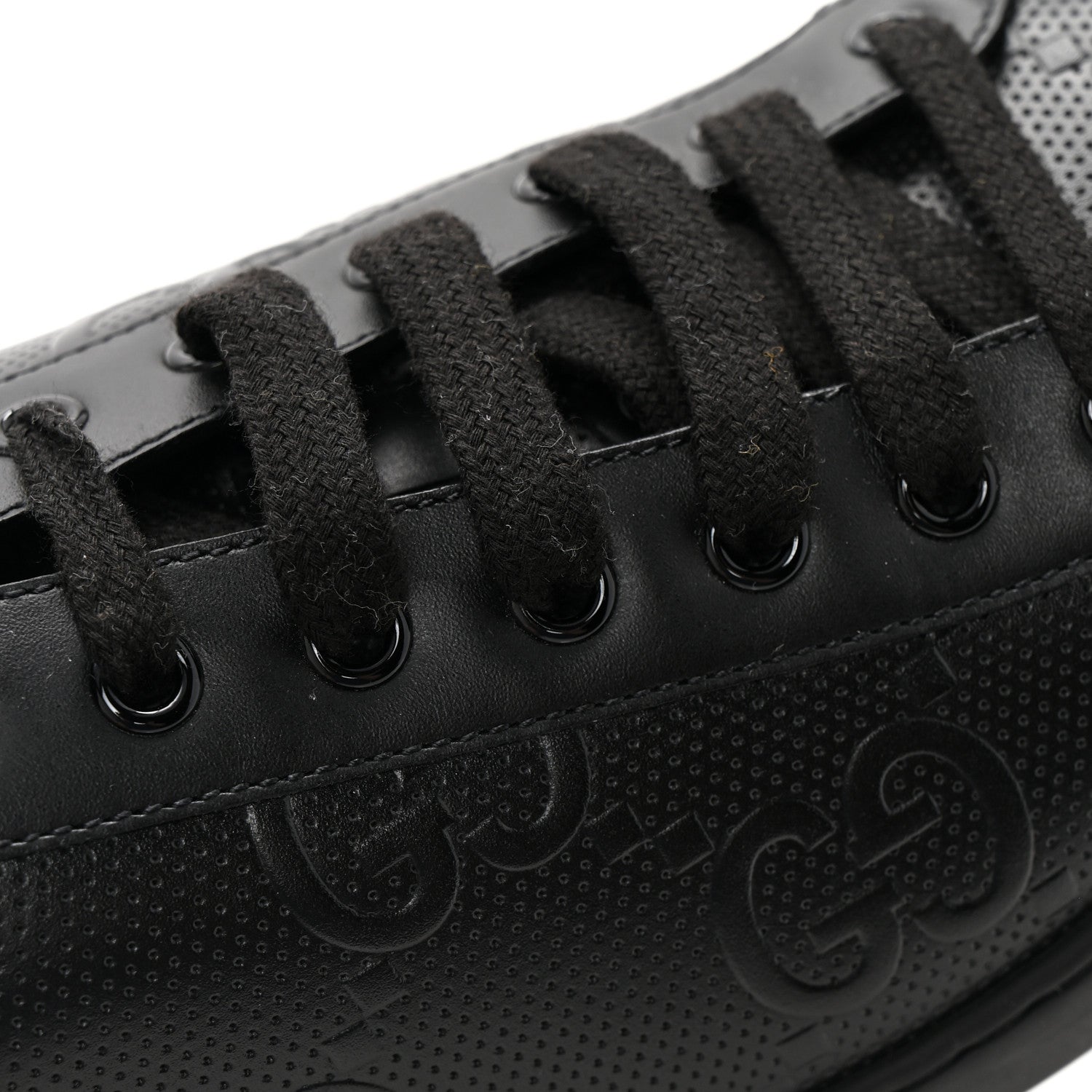 Calfskin GG Tennis Embossed Mens Ace Sneakers 11 Black
