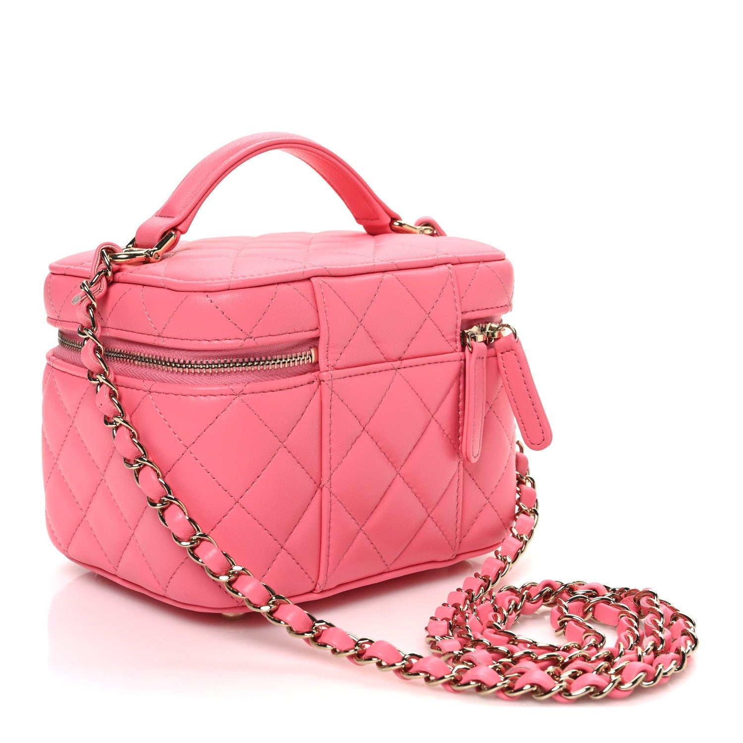 Lambskin Quilted Small CC Vanity Case Pink