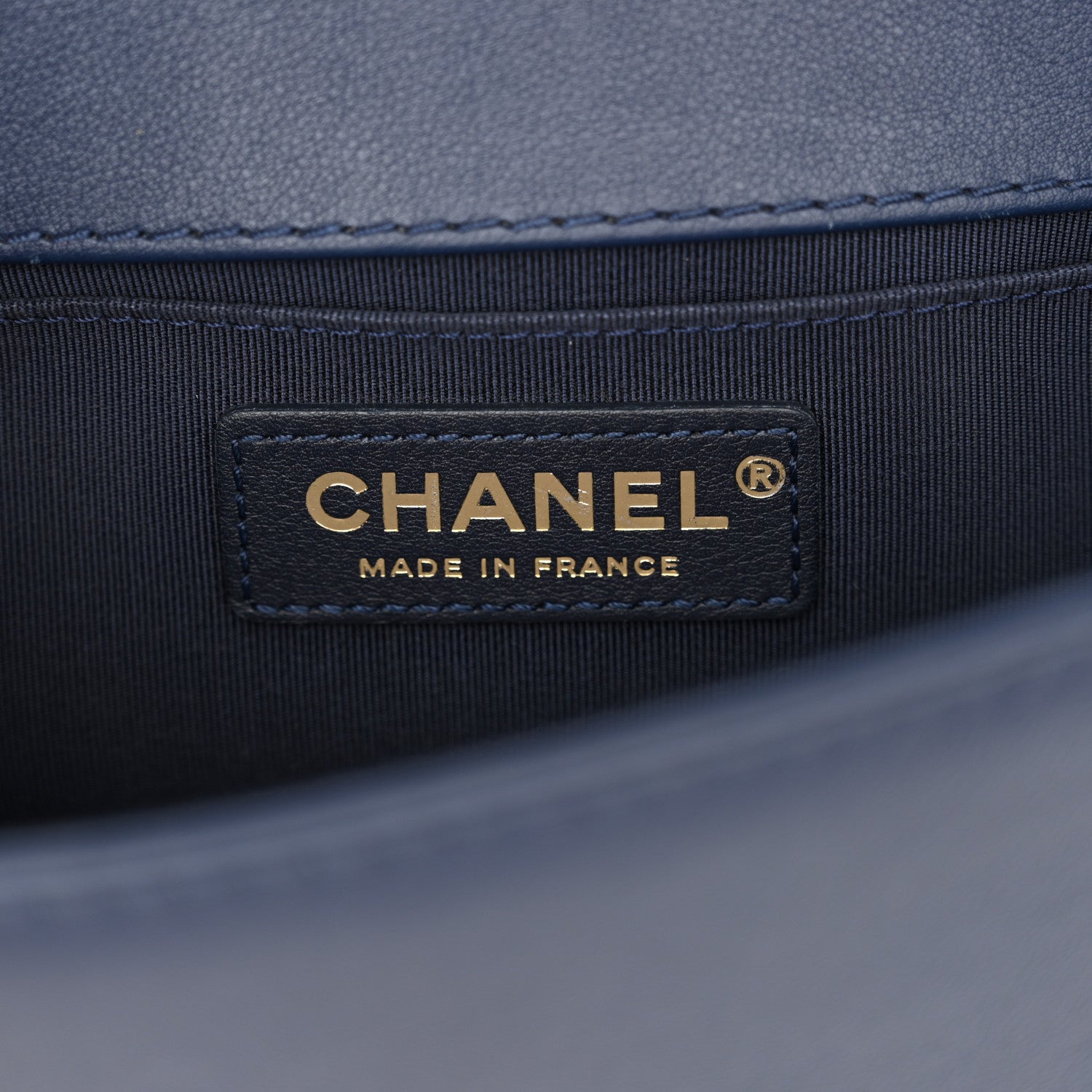 Calfskin Chevron Quilted Braided Small Boy Flap White Navy