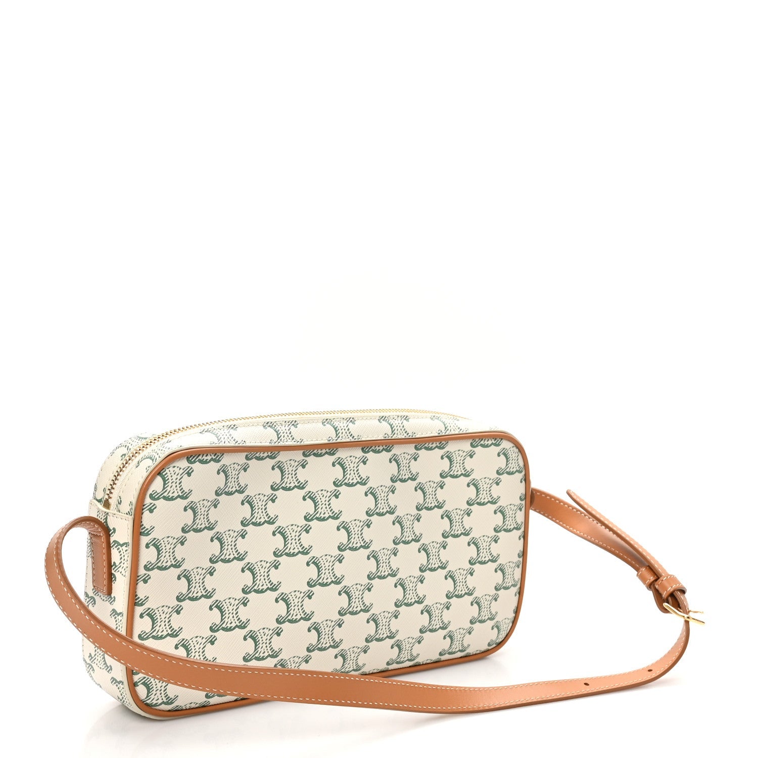 Triomphe Canvas Calfskin Camera Shoulder Bag Green