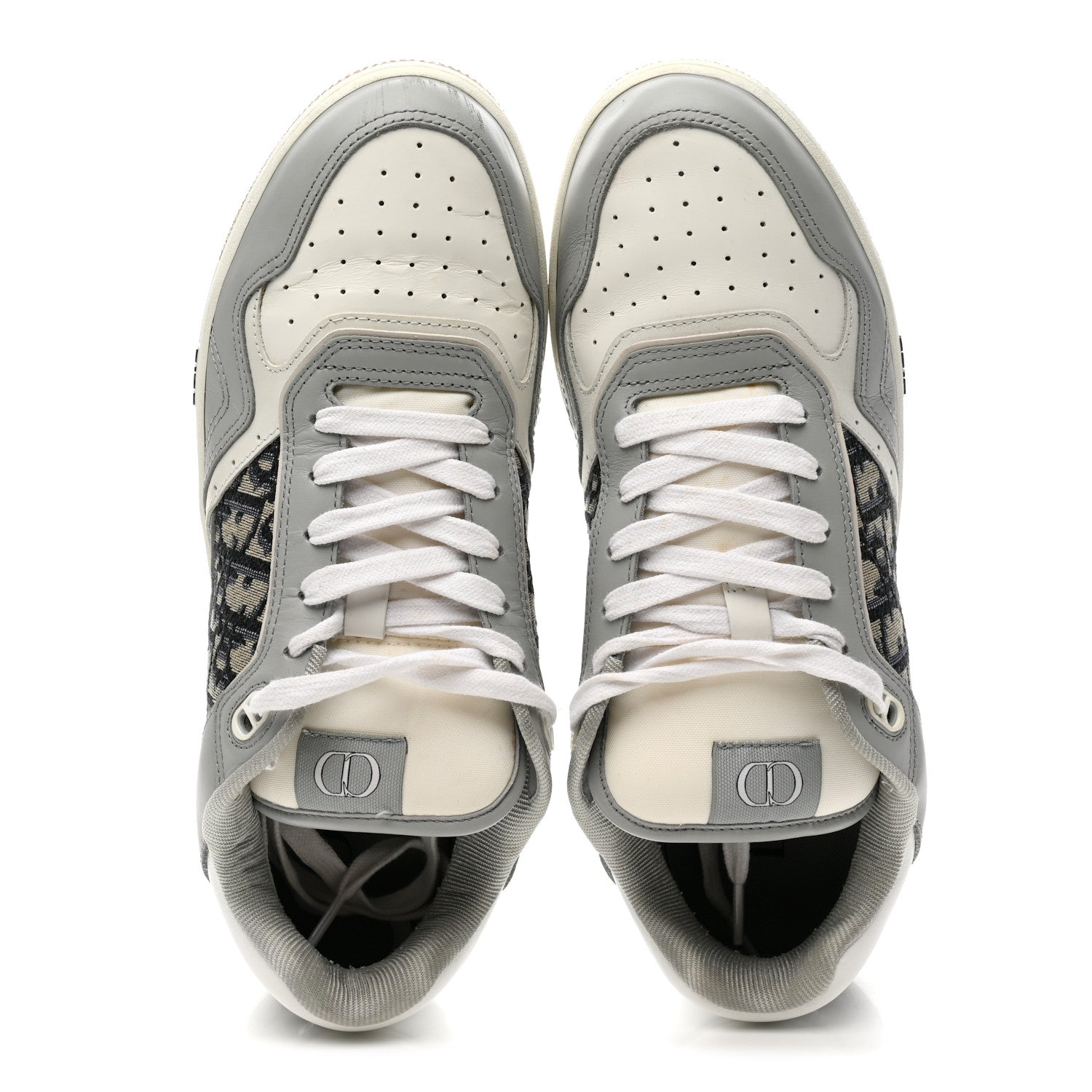 Smooth Calfskin Jacquard Oblique Mens B27 Low Top Sneakers 43 Beige Blue